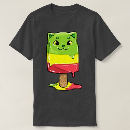 ポプシクルを持つ猫 Tシャツ (デザイン正面)