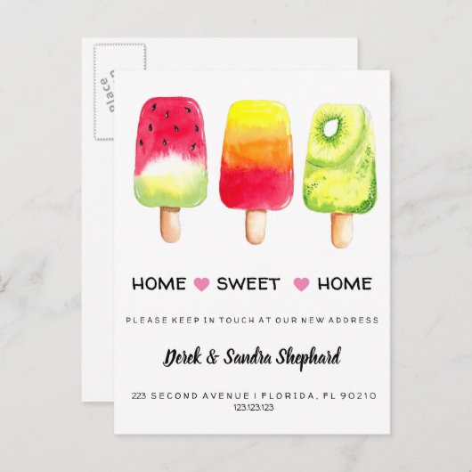 ポプシクルを移動した住所の変更 案内ポストカード (正面/裏面)