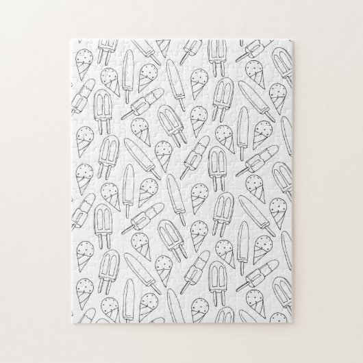 ポプシクルアイスクリームカラーズマイズブラックとホワイト ジグソーパズル (縦)