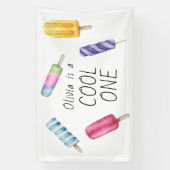 ポプシクルアイスクリーム子供の誕生日 横断幕 (縦)