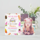 ポプシクルアイスクリーム誕生日サマープールパーティー 招待状 (スタンド正面)