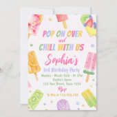 ポプシクルアイスクリーム誕生日ポップ・アートの招待状オンオーバー 招待状 (正面)