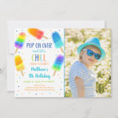 ポプシクルアイスポップ・アートのクリームオン誕生日 招待状 (正面)