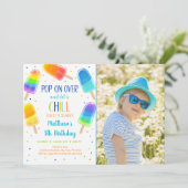 ポプシクルアイスポップ・アートのクリームオン誕生日 招待状 (スタンド正面)