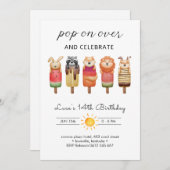 ポプシクルアニマルズ誕生日 招待状 (正面/裏面)