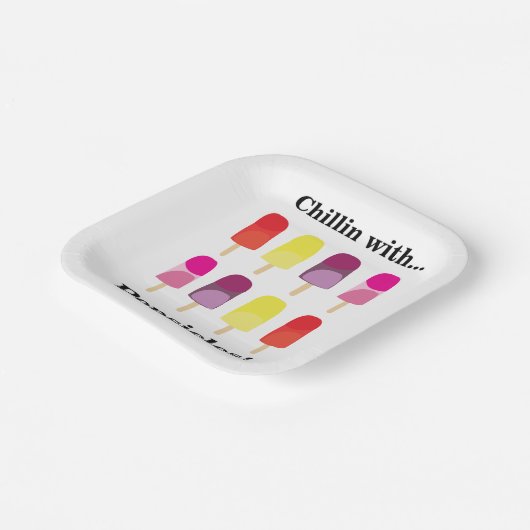 ポプシクルカラフルの夏の誕生日パーティー ペーパープレート (傾斜あり)