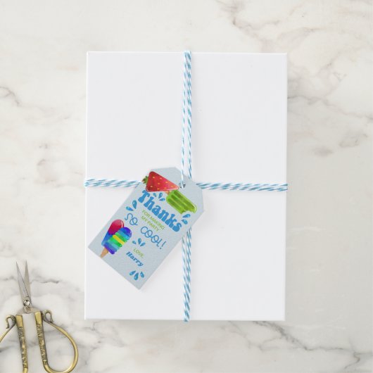 ポプシクルクールパーティーアイス青ありがとう ギフトタグ (より糸付き)