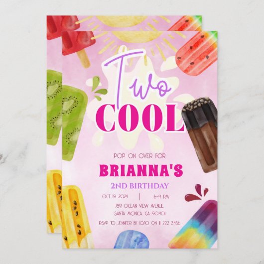 ポプシクルクール二夏ガール二歳 招待状 (正面/裏面)