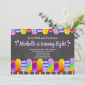 ポプシクルグリッター誕生日サマープールパーティー招待状 招待状 (スタンド正面)