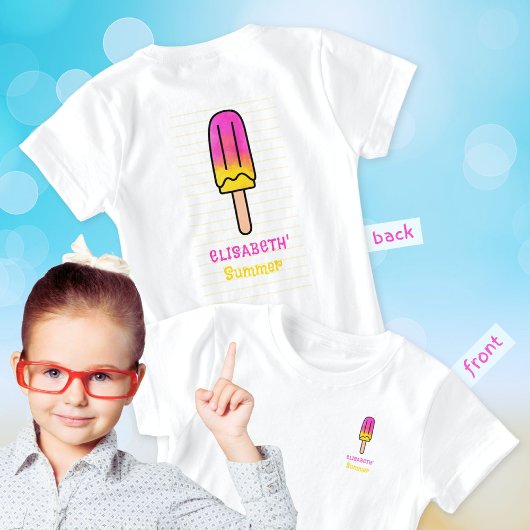 ポプシクルサマーおもしろいピンクイエローガール Tシャツ