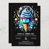 ポプシクルデジタルスイートボーイアイスクリーム誕生日 招待状 (正面/裏面)