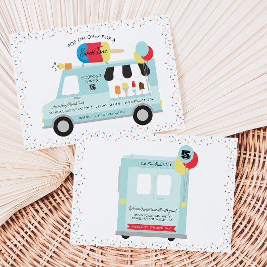 ポプシクルトラック誕生日パーティーの招待状 招待状