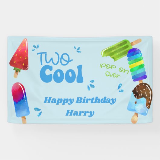 ポプシクルパーティーカッコいい2男の子2歳の誕生日パーティー 横断幕 (横)