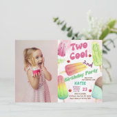 ポプシクルパーティークール2人の女の子2nd誕生日の写真 招待状 (スタンド正面)