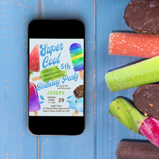 ポプシクルパーティー任意の年齢の少年すごいクール誕生日 招待状