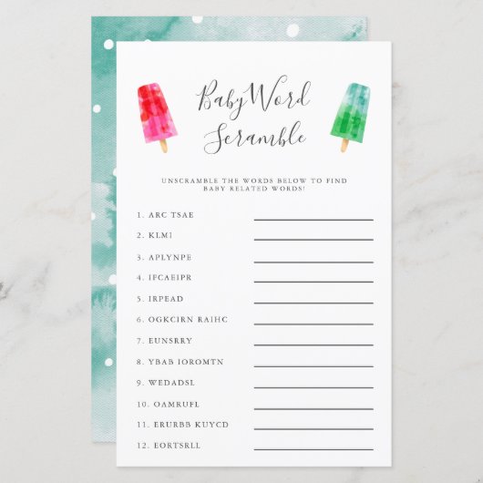 ポプシクルベビー単語スクランブルゲーム (正面/裏面)