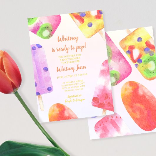 ポプシクルポップ・アートのの水の色の赤ちゃんシャワー準備 招待状