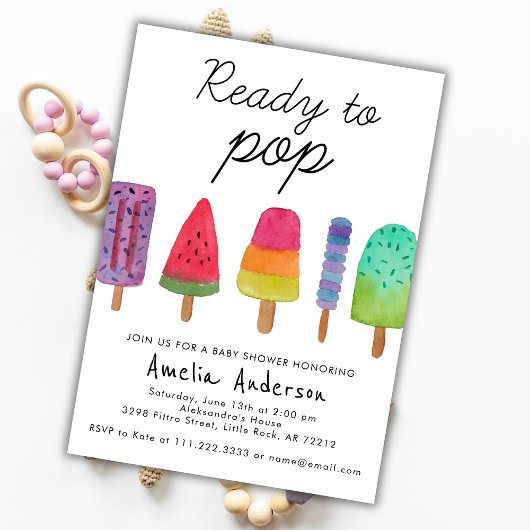 ポプシクルポップ・アートのの赤カラフルちゃんシャワー準備 招待状