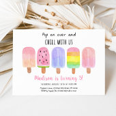 ポプシクルポップ・アートのオンオーバーピンクガール誕生日 招待状