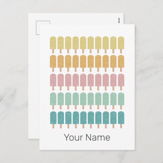ポプシクルヴィンテージアイスクリームレトロサマーデザイン シーズンポストカード (正面/裏面)