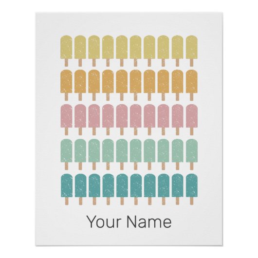 ポプシクルヴィンテージアイスクリームレトロサマーデザイン ポスター (正面)