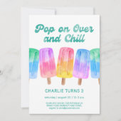 ポプシクル夏カラフル誕生日任意の年齢の子供 招待状 (正面)