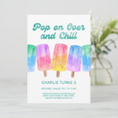 ポプシクル夏カラフル誕生日任意の年齢の子供 招待状 (スタンド正面)