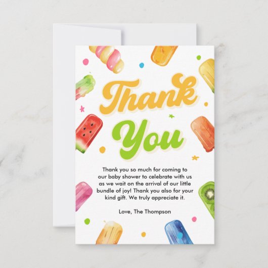 ポプシクル彼女は赤ちゃんポップ・アートののシャワーへようこそ サンキューカード (正面)