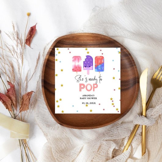 ポプシクル彼女は赤ちゃんポップ・アートのシャワーの準備ができている スタンダードカクテルナプキン