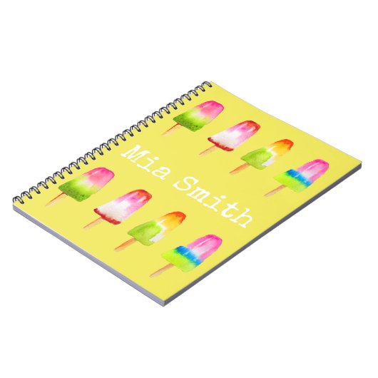 ポプシクル氷ブロック夏の水の色かわいい ノートブック (左側)