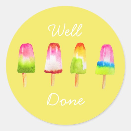 ポプシクル氷ブロック夏の水色かわいい教えの ラウンドシール (正面)