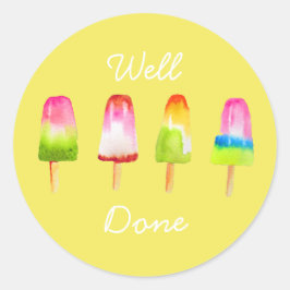 ポプシクル氷ブロック夏の水色かわいい教えの ラウンドシール