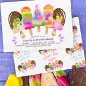 ポプシクル誕生日パーティー任意の年齢の女のカラフル子 招待状