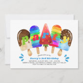 ポプシクル誕生日パーティー任意の年齢の男のカラフル子 招待状 (正面)