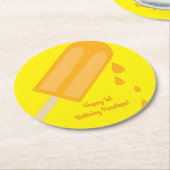 ポプシクル誕生日パーティー ラウンドペーパーコースター (アングル)