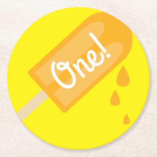 ポプシクル誕生日パーティー ラウンドペーパーコースター (正面)