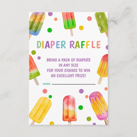 ポプシクル赤ちゃんシャワーアイスクリームサマーパーティー エンクロージャーカード (正面)