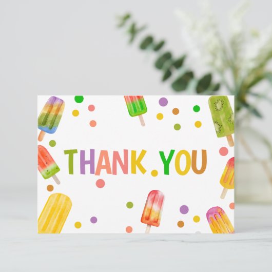 ポプシクル赤ちゃんシャワーアイスクリームサマーパーティー サンキューカード (スタンド正面)