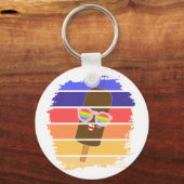 ポプシクル顔かわいいグラスキーカラフルチェーン キーホルダー (正面)