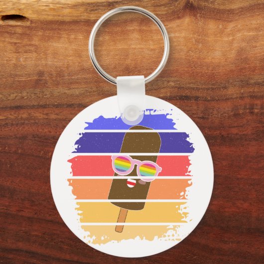 ポプシクル顔かわいいグラスキーカラフルチェーン キーホルダー (正面)