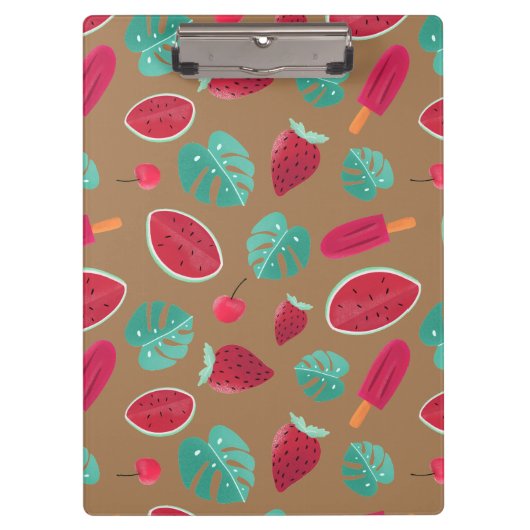 ポプシクル、さくらんぼ、イチゴ&スイカ葉の クリップボード (正面)