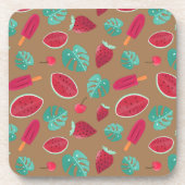 ポプシクル、さくらんぼ、イチゴ&スイカ葉の コースター (正面)