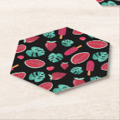 ポプシクル、さくらんぼ、イチゴ&スイカ葉の ペーパーコースター (アングル)