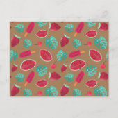 ポプシクル、さくらんぼ、イチゴ&スイカ葉の ポストカード (正面)