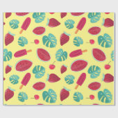 ポプシクル、さくらんぼ、イチゴ&スイカ葉の ラッピングペーパー (フラット)