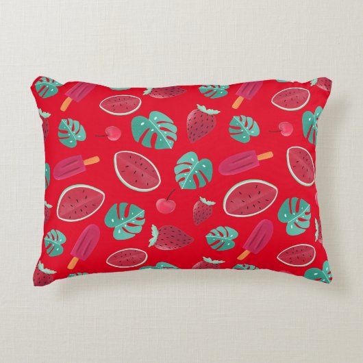 ポプシクル、さくらんぼ、イチゴ&スイカ アクセントクッション (正面)