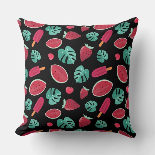 ポプシクル、さくらんぼ、イチゴ&スイカ クッション (正面)