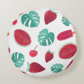 ポプシクル、さくらんぼ、イチゴ&スイカ ラウンドクッション (裏面)