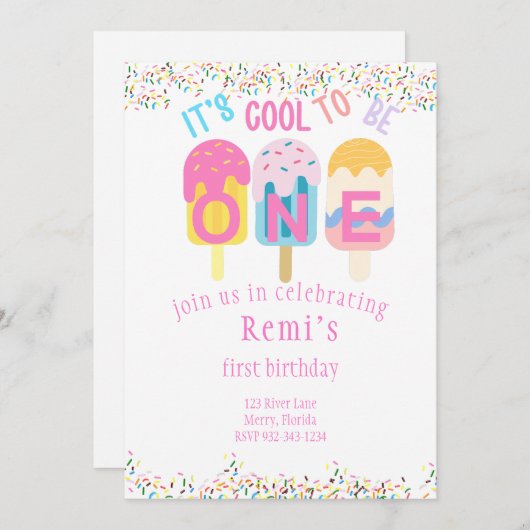 ポプシクールィテーマ誕生会 招待状 (正面/裏面)