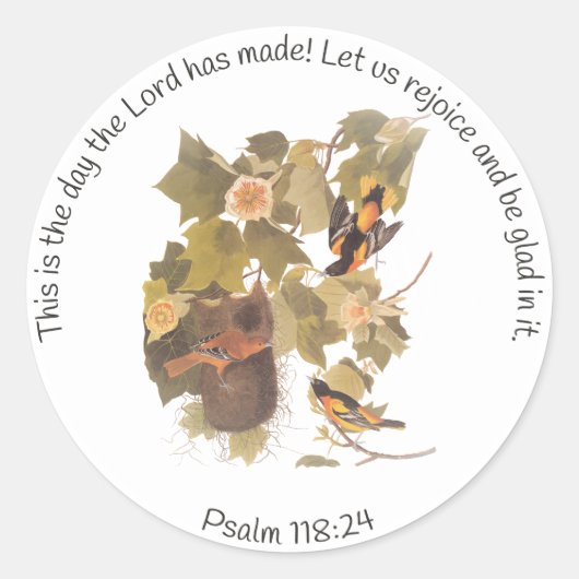 ポプラの木のボルチモア・オリオール・オードボン ラウンドシール (正面)